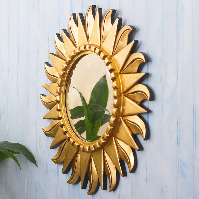 Novica Handmade Sun Center Wood Wall Mirror