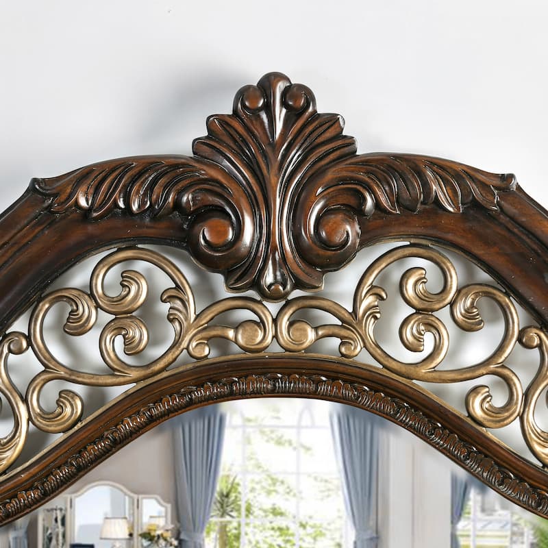 Furniture of America Pune Traditional Brown Wood Carved Panel Bed