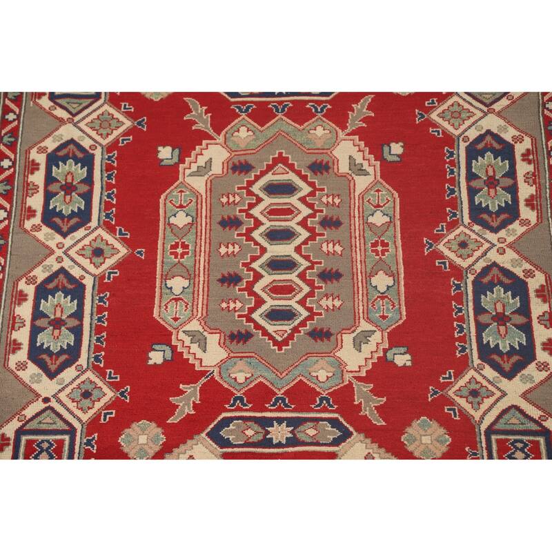 Red Kazak Oriental Area Rug Handmade Wool Carpet - 6'7" x 9'10"
