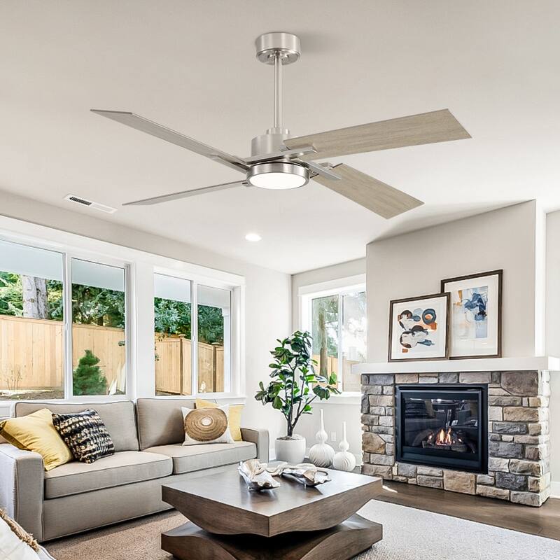 MLiAN 56 In./ 72 In. 4 Plywood Blades Indoor LED Light Ceiling Fan with Remote...