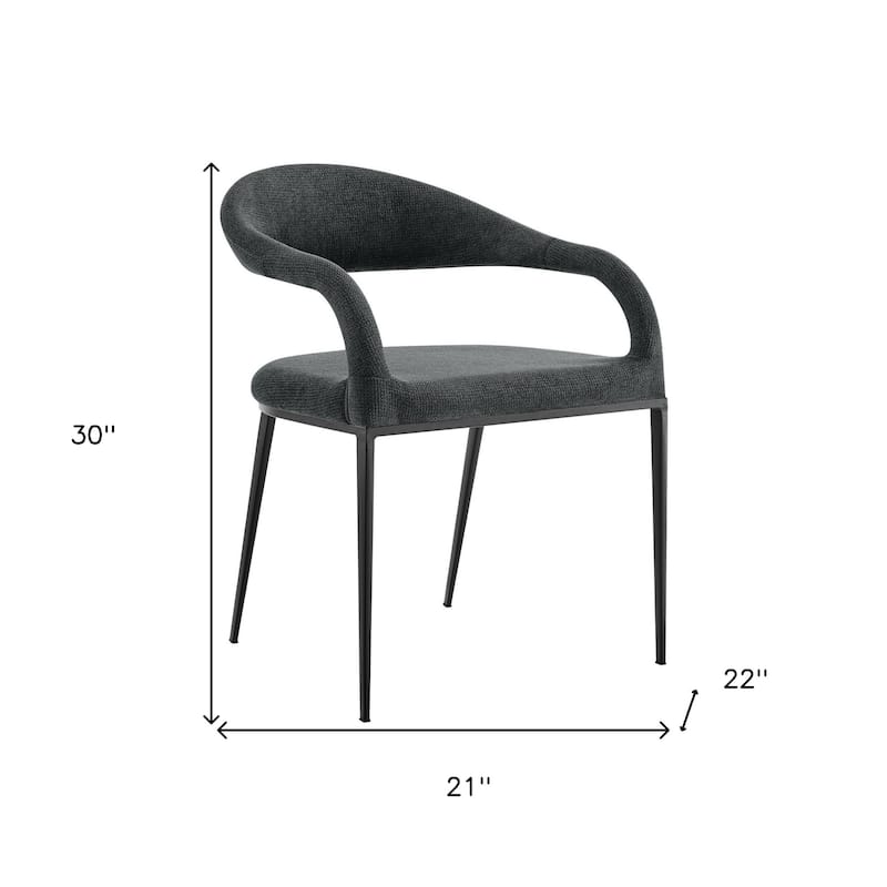 HomeRoots Set of Two Gray And Black Upholstered Polyester Open Back Dining Arm Chairs