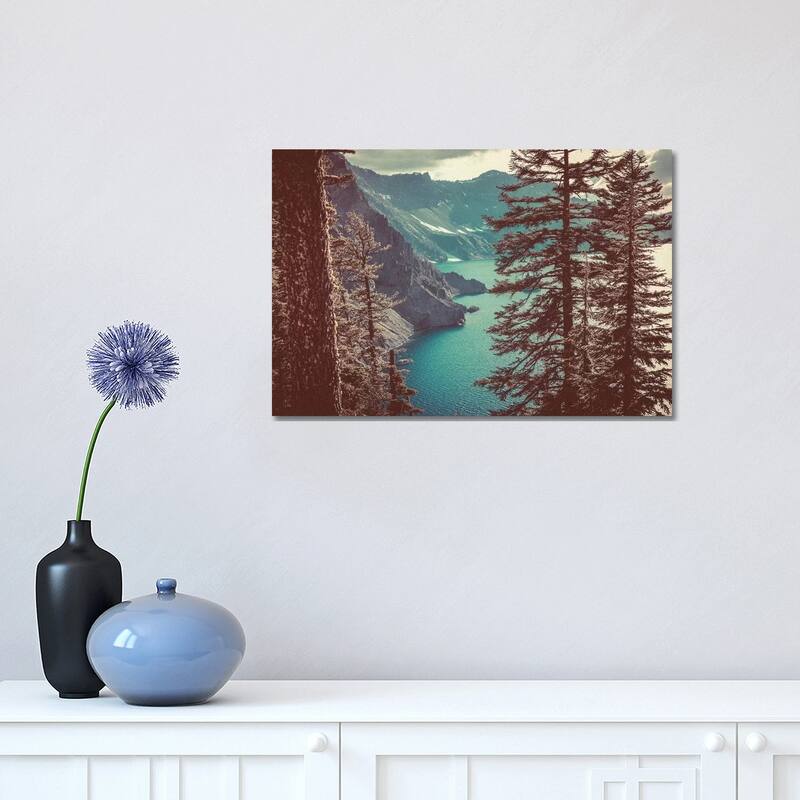 iCanvas "Retro Crater Lake Oregon, Pacific Northwest" by Nature Magick Canvas Print - 12x18x1.5