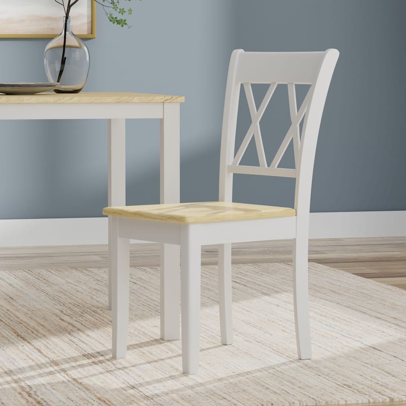 3-Piece Dining Set, 48" Rectangle Wood Table and Double X-Back Chairs