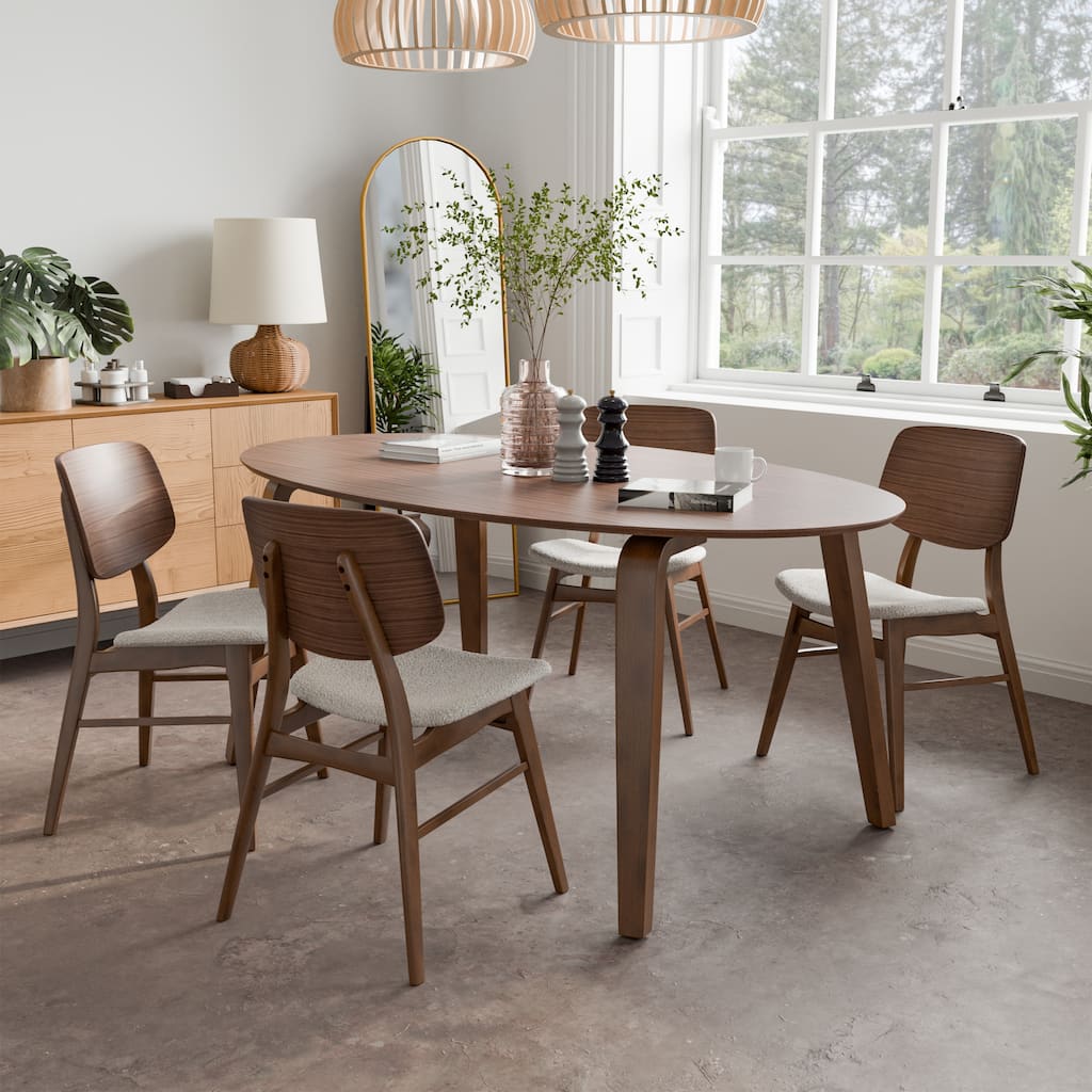 Furniture of America Beau I Mid-century Walnut 5-Piece Oval Dining Set