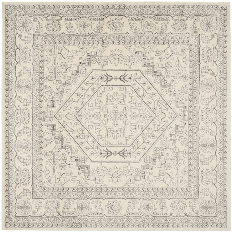 SAFAVIEH Adirondack Sian Rustic Oriental Medallion Rug - 12' Square - Ivory/Silver