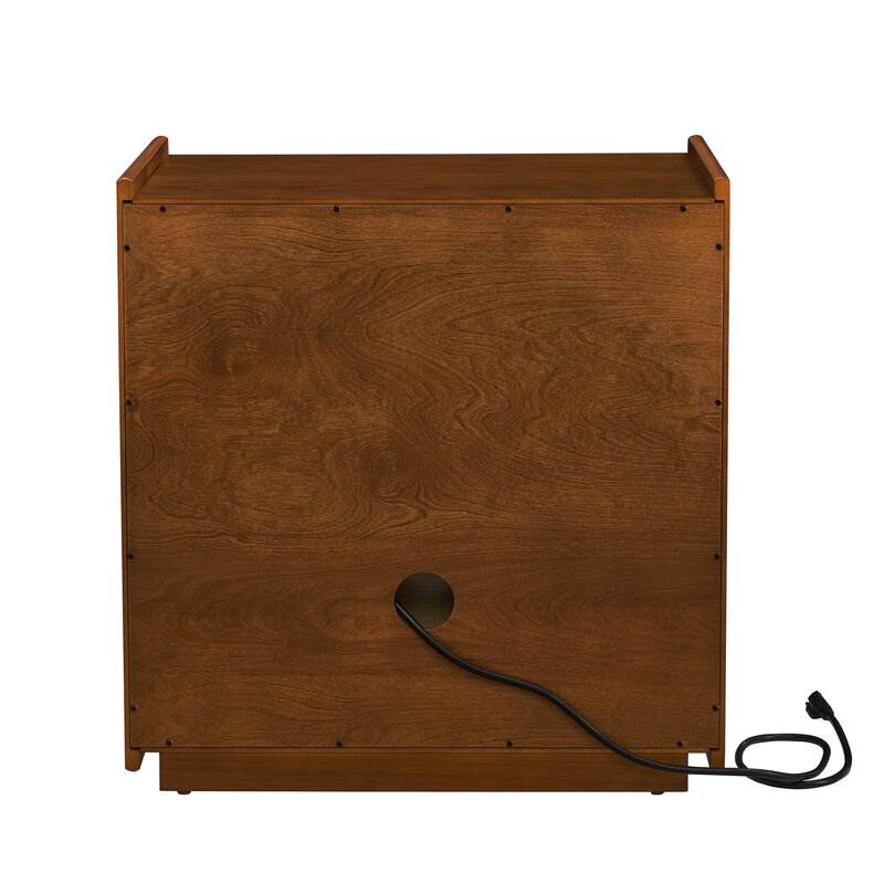 Nightstand with Charging Station and Outlet Hole and 2 Drawers