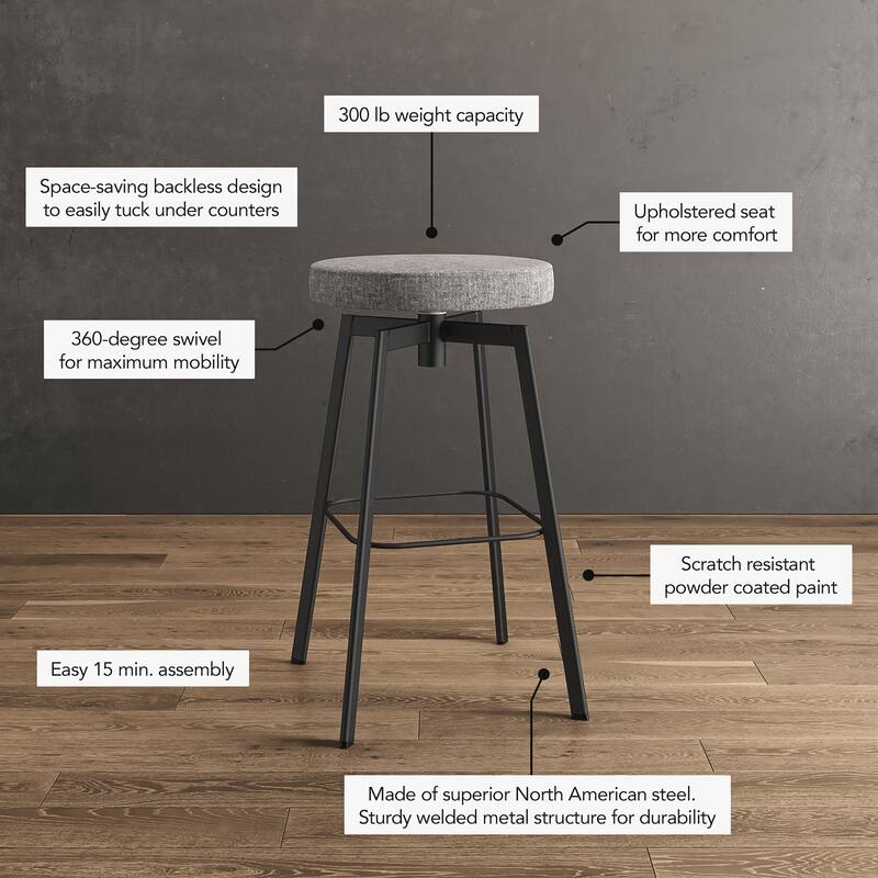 Amisco Tanner Swivel Counter and Bar Stool