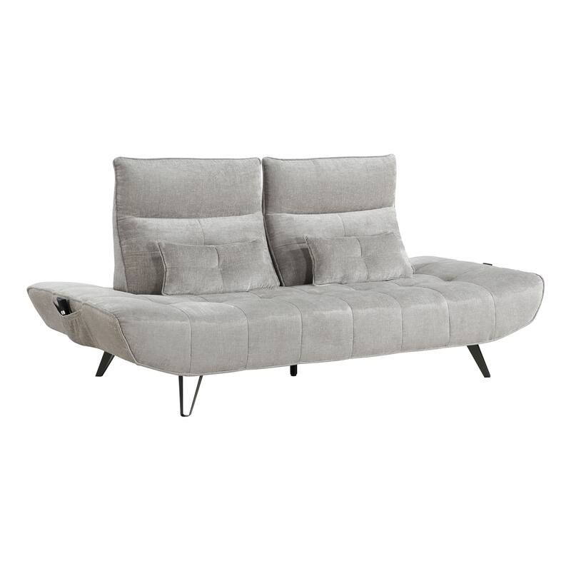 Gandra Chenille Sofa with Power Adjustable Seat Depth - Light Gray