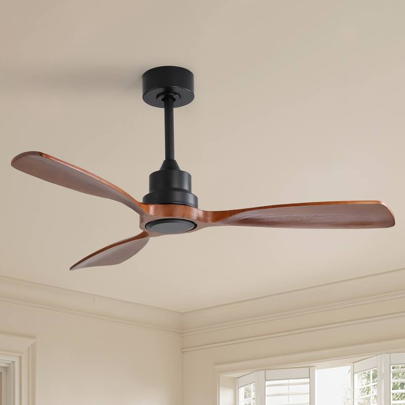 Sofucor 48 Inch Ceiling Fan with Light and Remote,Solid Wood Blades Low Profile,Smart Optional Work with Alexa/Google/App