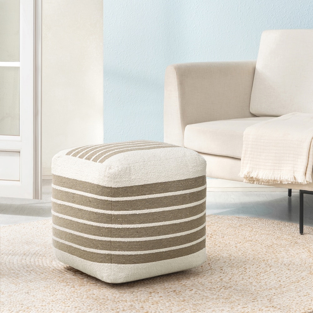 Jani 20-inch Ottoman Pouf - Handcrafted Handmade Ottoman for Seating, Footrest, Home Decor for Living Room, Bedroom