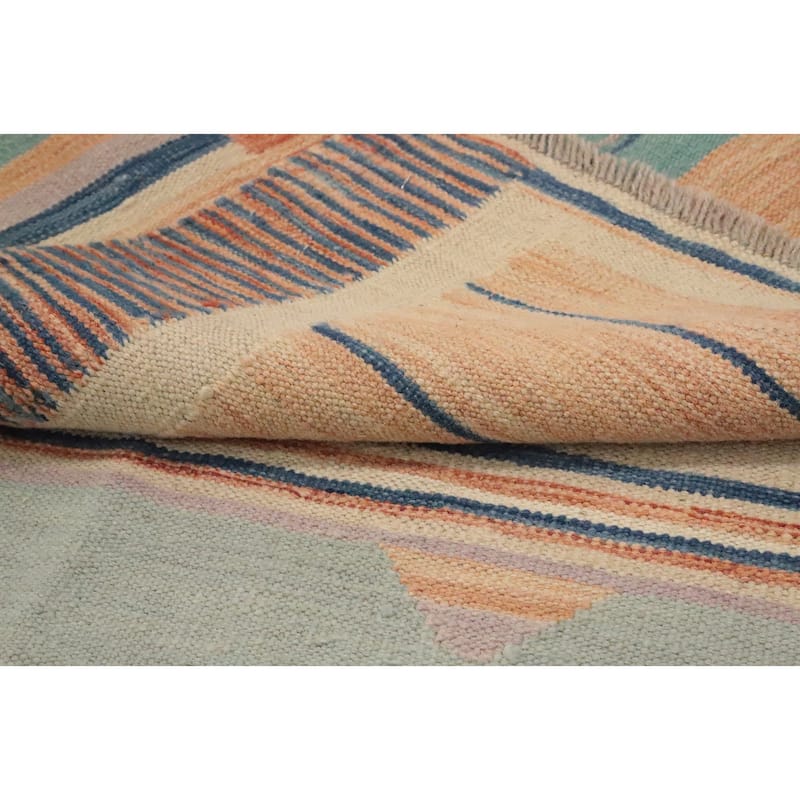 Hand Woven Oriental 100% Wool Carpet Southwestern Tribal Multi-Colored Kilim Area Rug - 8' 4'' X 5' 10''