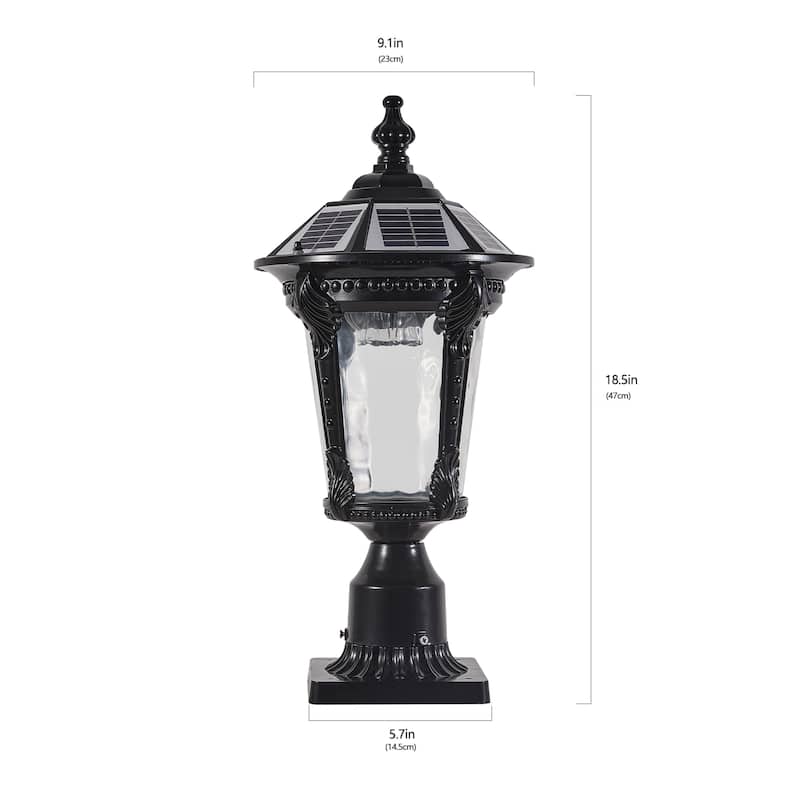 Waterproof Black Dimmable LED Outdoor Solar Post Light