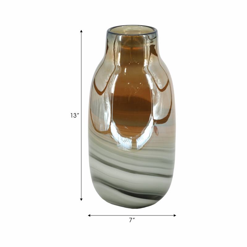 Sagebrook Home Modern Glass Decorative Vase Contemporary Accent Home Decor Statement Piece Handcrafted Art Glass Vessel