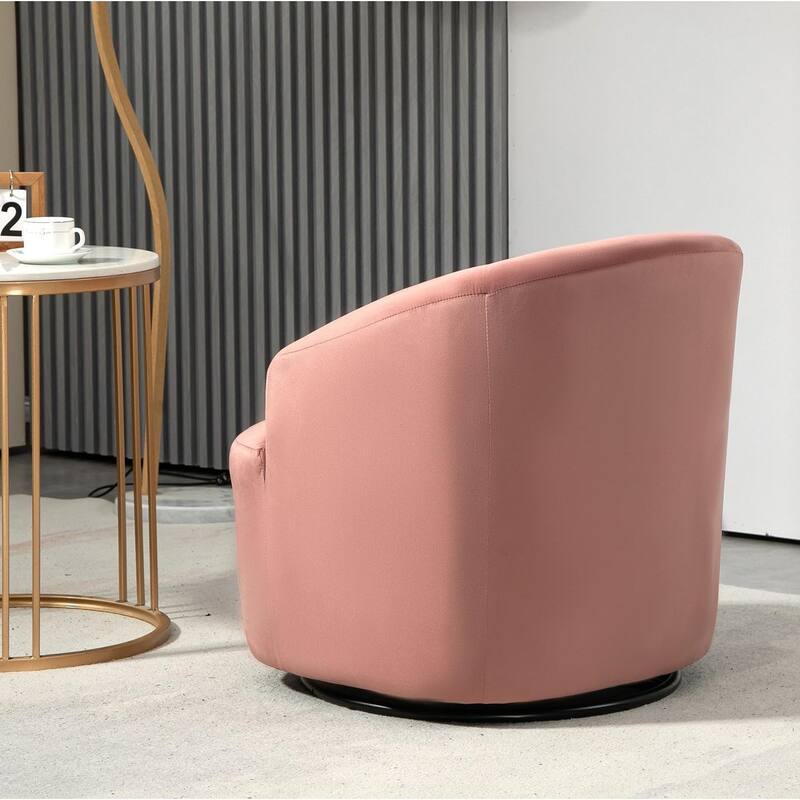 Accent Chair with Barrel-shaped Design and 360 Degree Swivel Feature