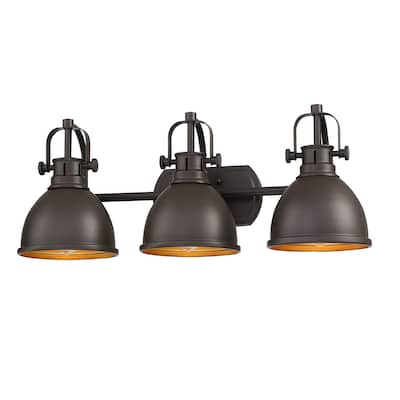 3-light Vanity Light with Dark Bronze finish and Gold Painting Inside