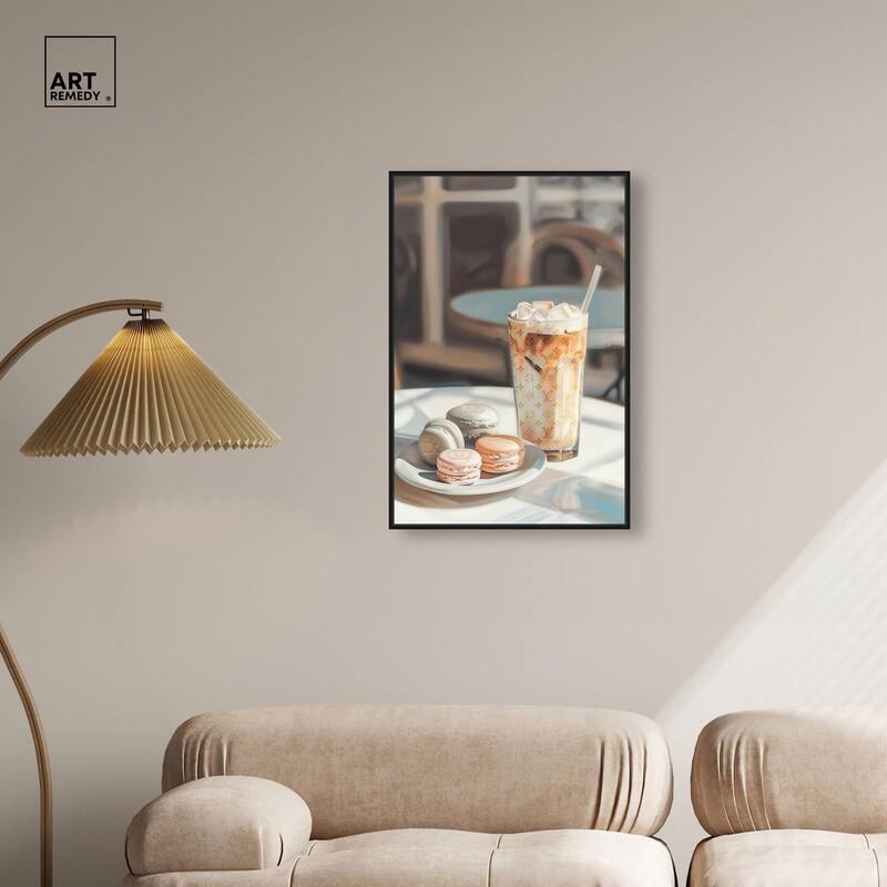 Glam Iced Coffee and Macarons Canvas by Art Remedy