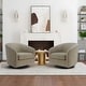 preview thumbnail 60 of 143, Modern 360°Swivel Accent Chairs Barrel Armchairs Regular: 27.75"W x 26.75"D x 26.25"H - Fabric-Light Brown-Regular-2 Set