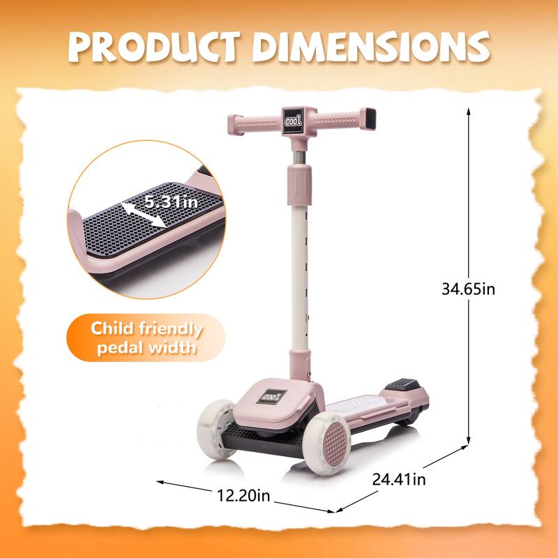 Anmytek Kids Ride On 3-Wheel Scooter W/Buildable blocks, PU flashing wheels and Folding Kick Scooter