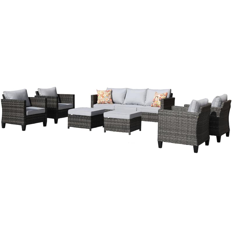 OVIOS 7-piece Patio Outdoor Wicker Conversation Set