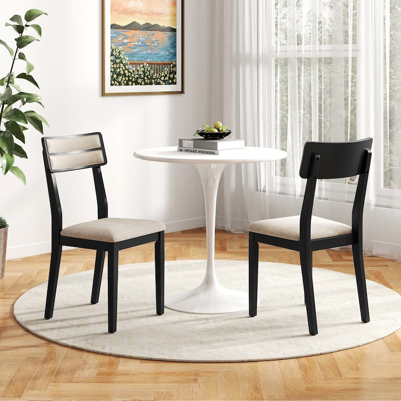 Gymax Modern Dining Chairs Set of 4 w/Tilt Backrest Rubber Wood Legs