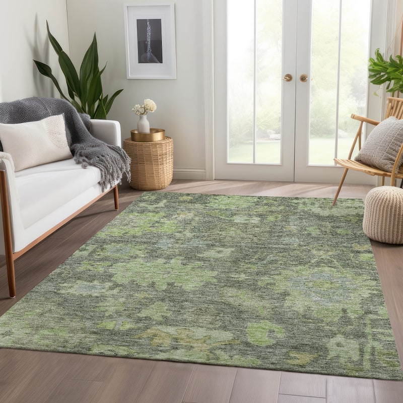 Machine Washable Indoor/ Outdoor Vintage Traditional Chantille Rug