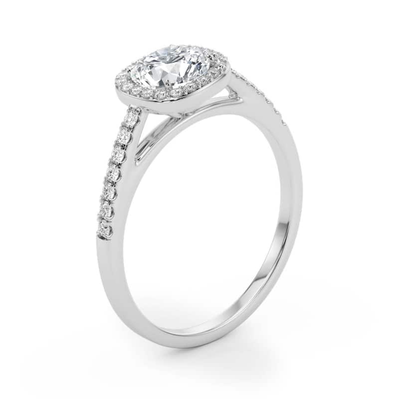 Auriya 14k White Gold Lab Grown Cushion Diamond Halo Engagement Ring 0.50 to 5.00 ct. tw. (F-G VS)