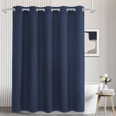 No Hooks Waffle Weave Shower Curtain and liner Set