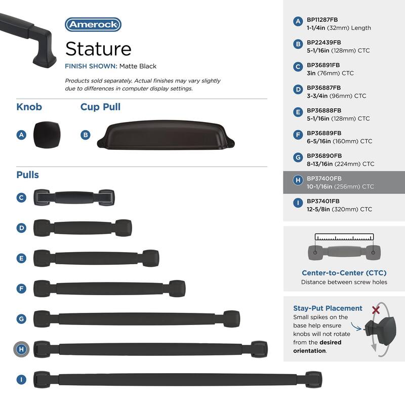Amerock BP37400 Stature 10-1/16" Center to Center Handle Cabinet Pull