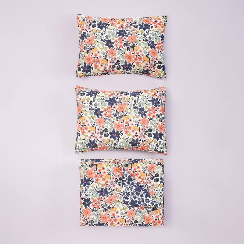 Spartina 449 Marsh Hens 3-Piece Floral Cotton Voile Quilt Set