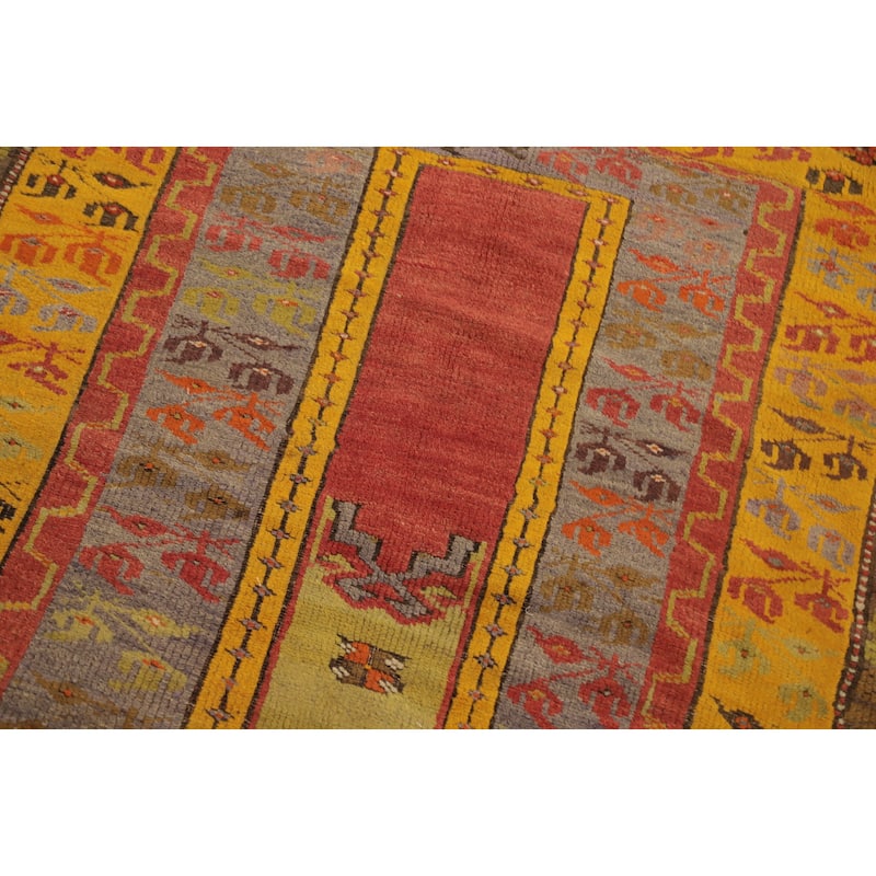 Hand Knotted Oriental 100% Wool Carpet Transitional Tribal Oranges & Rust Anatolian Area Rug - 5' 2'' X 3' 8''
