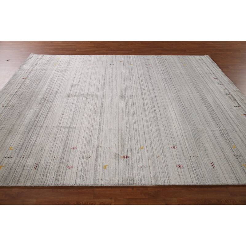 Handmade Gabbeh Indian Area Rug Hand-Knotted Wool Carpet - 8'0"x 9'11"