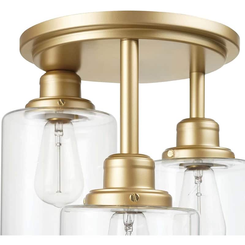 3-Light Flush Mount Ceiling Light glass ceiling lamp with gold finish