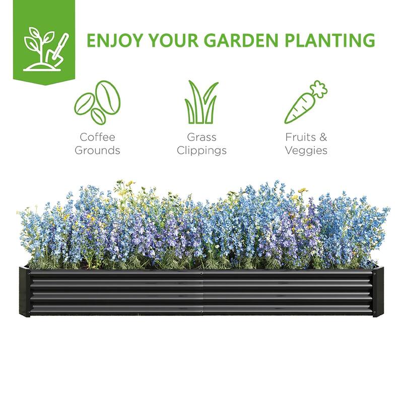 Outdoor Galvanized Metal Raised Garden Bed Kit - 7.6 x 3.7 x 1 ft