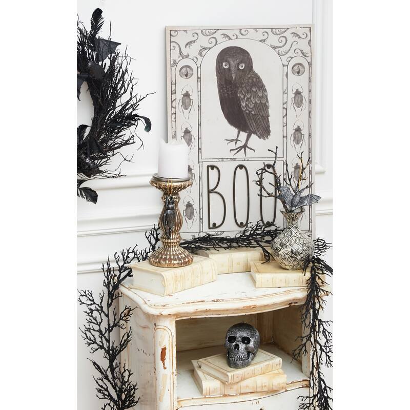 15.75" x 23.75" Goth-Inspired Boo Owl Light-Up LED Wall Art