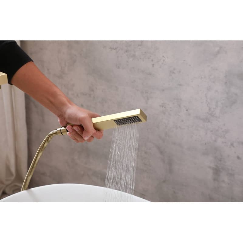 Indigo Home Floor Mounted Roman Tub Faucet with Handshower