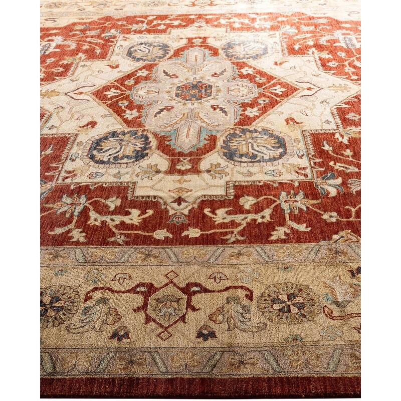 Oushak One-of-a-Kind Handmade Area Rug, Beige - 9' 1" x 12' 3"