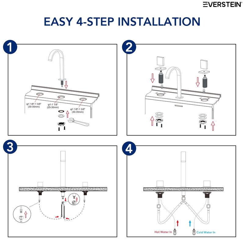 High-Arc Widespread Bathroom Sink Faucet, Double Handle 3-Hole Bathroom Faucet