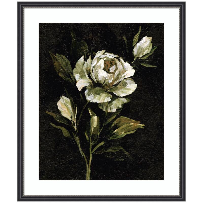Kate and Laurel Framed Art Moody Floral 2 by Annie Quigley - 21x25 - Black