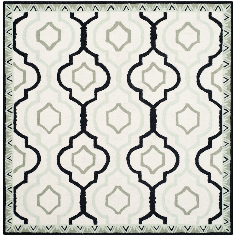 SAFAVIEH Handmade Chelsea Poema French Country Wool Rug - 6' Square - Ivory/Black