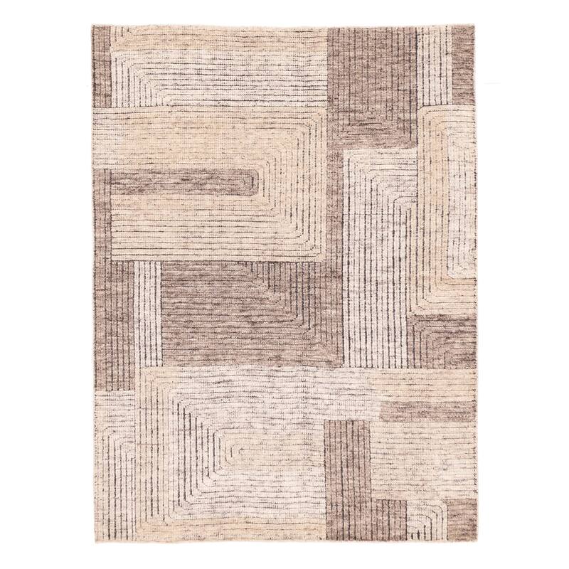 ECARPETGALLERY Hand-knotted Tangier Ivory, Light Khaki Wool Rug - 5'5 x 7'5