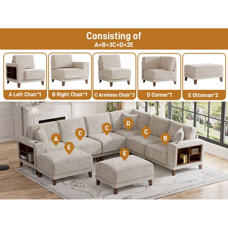 8PCS Modular Flexible Combination Storage Sectional