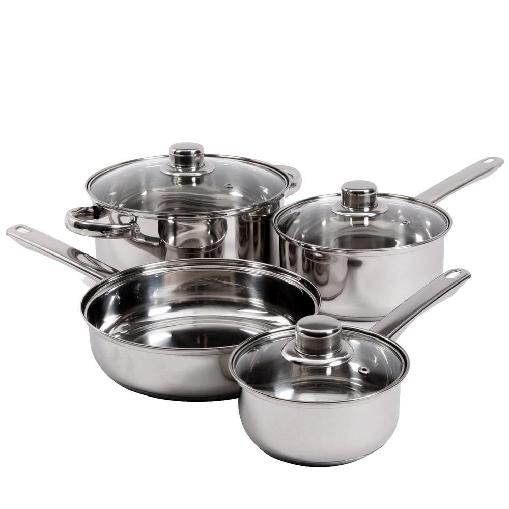 7pc Stainless Steel Cookware Set - 2 QT, 3 QT SAUCEPAN, 5 QT & 9.5 FRYPAN  - On Sale - Bed Bath & Beyond - 34809795