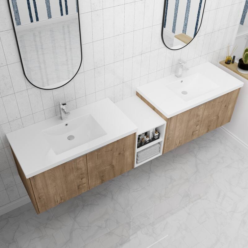ARTCHIRLY 24/36/48/60/72/84 Inch Bathroom Vanity with Sink, Floating Bathroom Vanity with Soft Close Door and Shelf