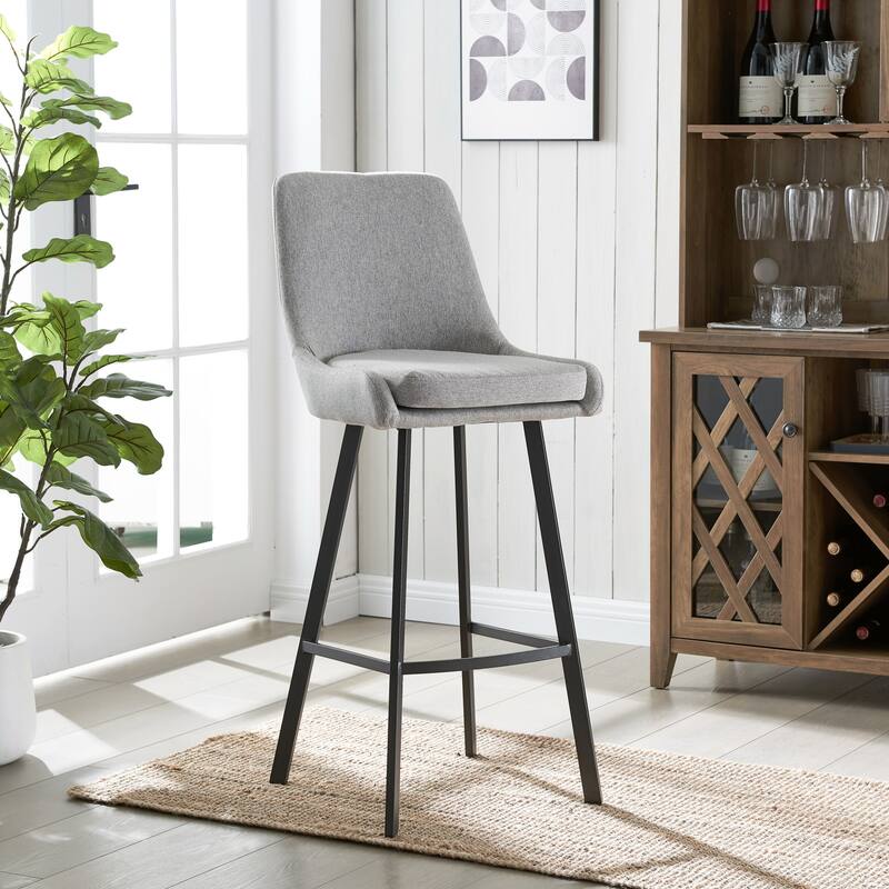 Leick Home Upholstered Back Counter Height Stool with Steel Base Set of 2