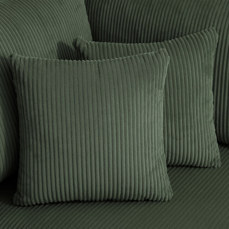 Set of 2 Modern Square Corduroy Accent Throw Pillow
