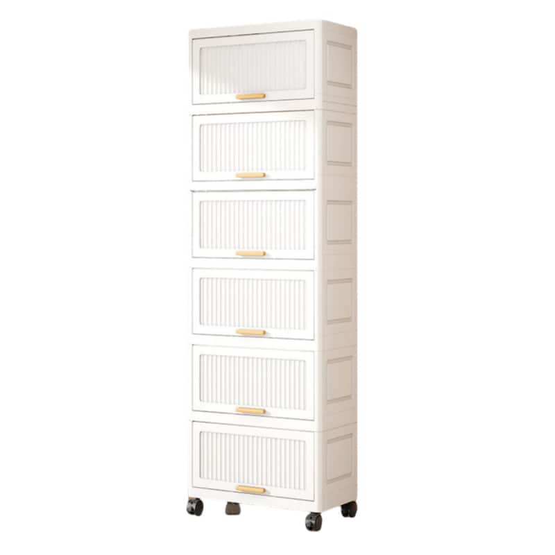 Kitchen Carts, Flip Open Storage Box With Wheels, Movable Storage Cabinet, Kitchen Shelf, Movable Storage Box-White