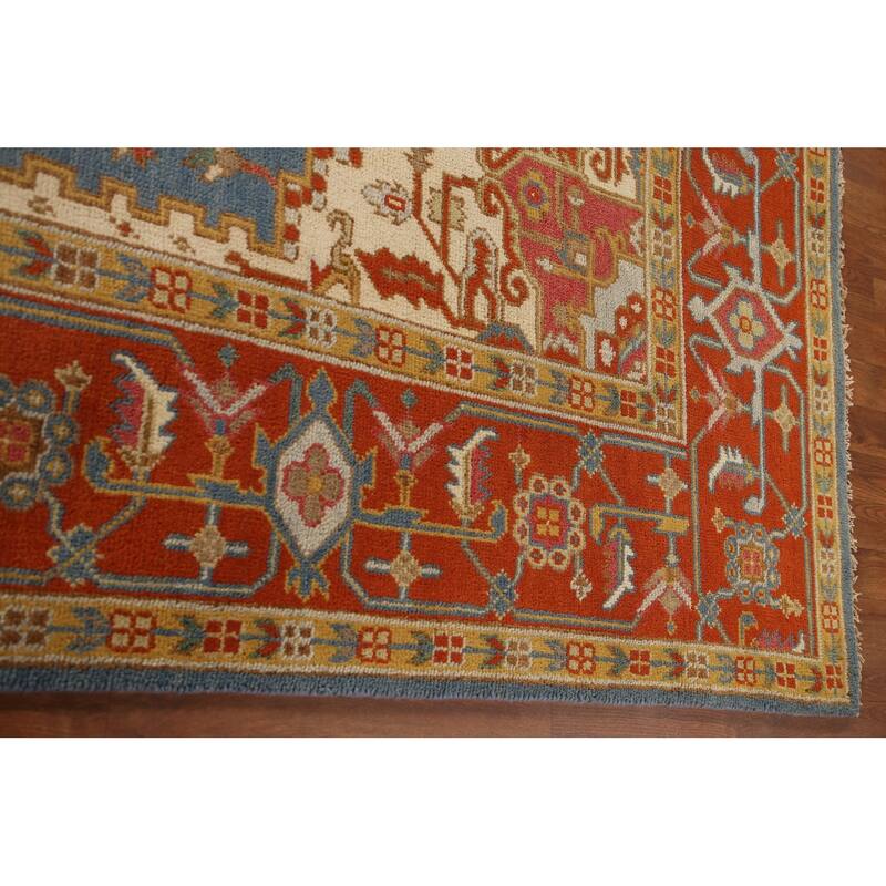 Geometric Heriz Serapi Oriental Area Rug Handmade Wool Carpet - 8'9"x 11'8"