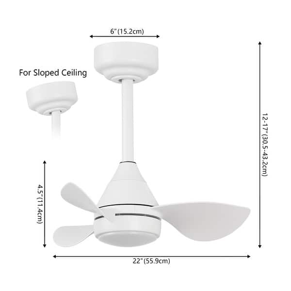 dimension image slide 1 of 5, JONATHAN Y 22" Smart LED Ceiling Fan, 6-Speed, Dimmable, App & Remote Control