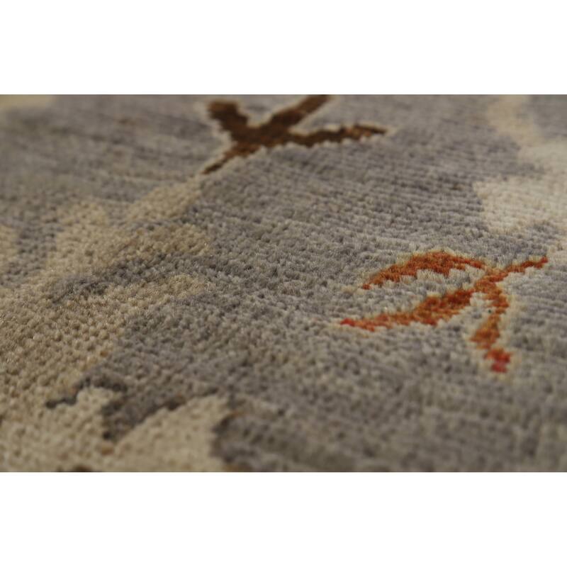 Hand Knotted Oriental 100% Wool Carpet Transitional All-Over Greys & Charcoal Oushak Area Rug - 8' 9'' X 5' 9''