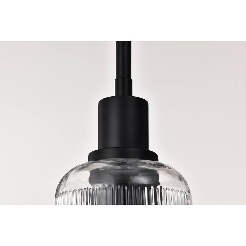 Grayson 1 Light Mini Pendant Matte Black Finish Clear Ribbed Glass - Matte Black